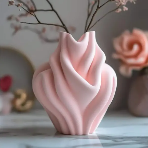 Ripple BubbleGum Vase – Modern Home Decor