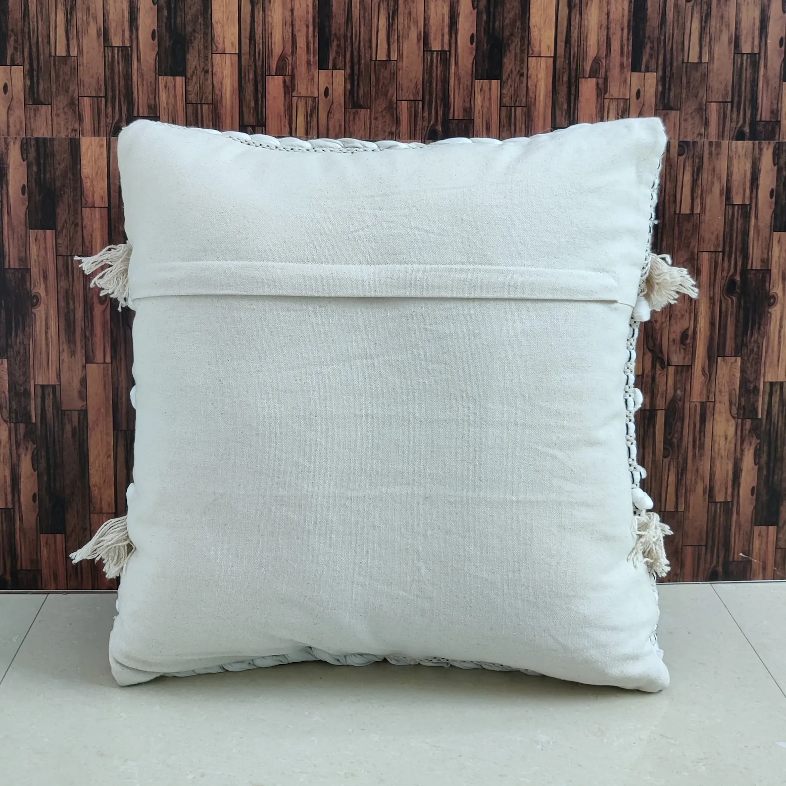 Hand Loomed Boho Throw Pillow Cover: Woven Cotton, 18x18 Inches - Image 2