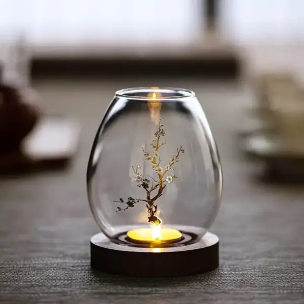 Plum Blossom Glass Candle Holder
