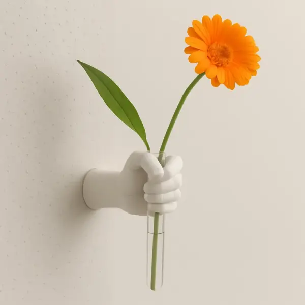 Wall Mounted Hand Vase: Resin Sculpture Flower Holder