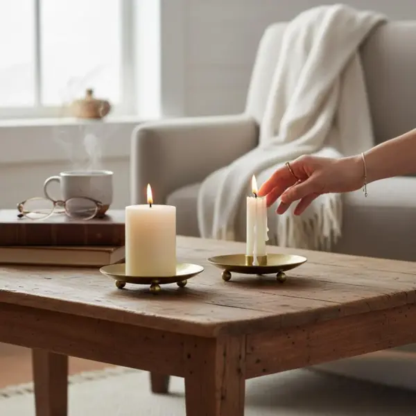 Round Gold Candle Holder