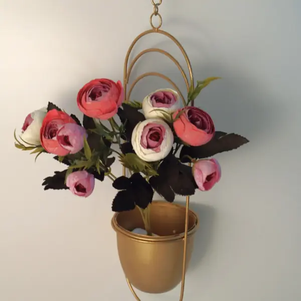 Metal Pot with Flower Bunches – Home & Office Decoration and Gifting