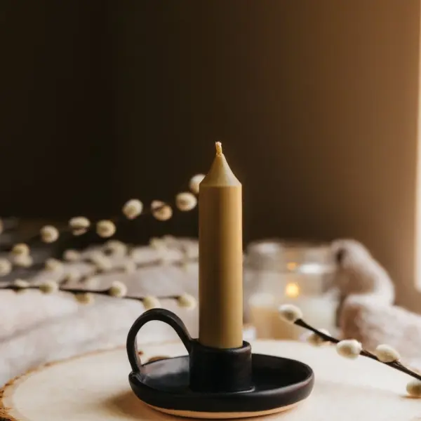Black Taper Candle Holder With Handle