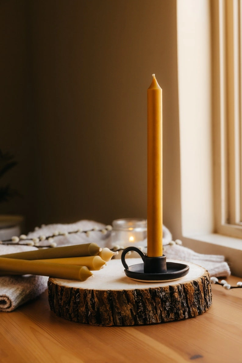 Black Taper Candle Holder With Handle - Image 2
