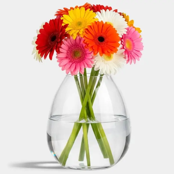 Breda Glass Vase, 8" Tall | Vintage Recycled Glassware Flower Vase for Home Decor