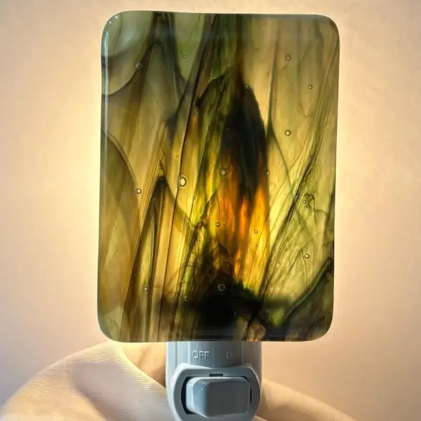 Glass Night Light, Translucent Blue and White Fused Glass, Handmade Home and Living
