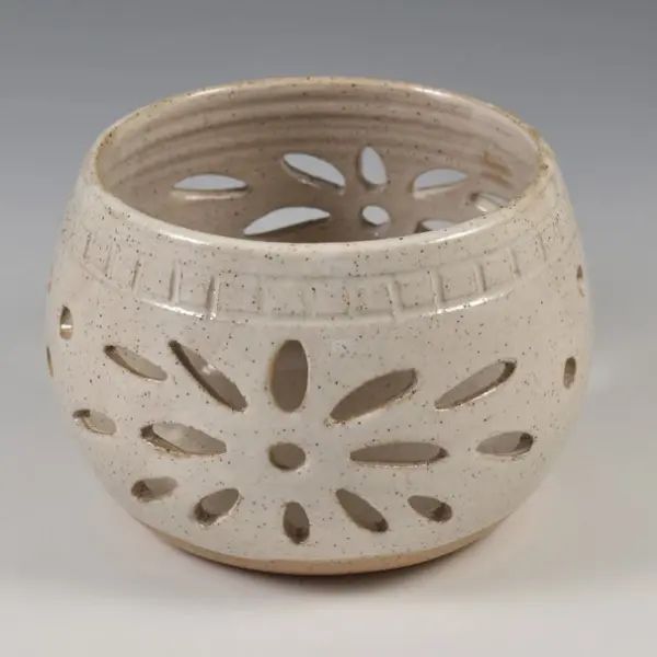 Handmade Pottery Candle Luminary, Pottery Votive Holder, Porch Deck Lighting