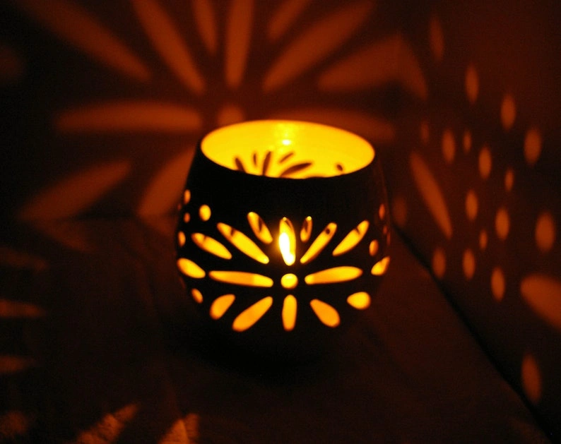 Handmade Pottery Candle Luminary, Pottery Votive Holder, Porch Deck Lighting - Image 4